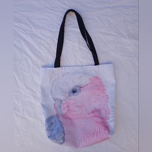 Parrot Print Tote Bag with Black Handles Shopping Casual Beach Vacation Everyday